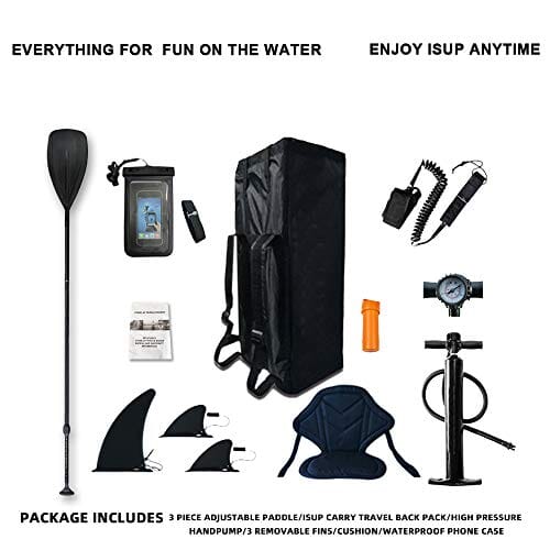 FunWater Inflatable 10'x31''x6'' Stand UP Paddle Board Ultra-Light (17.6lbs) Everything Included ISUP, Adj Paddle, Kayak Seat, Pump, SUP Backpack, Leash, Waterproof Bag, Non-slip Deckpad Youth & Adult Outdoors FunWater 