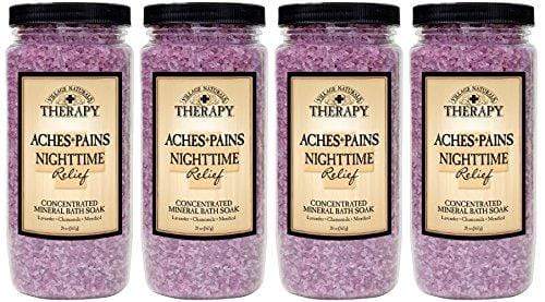 Village Naturals Therapy, Mineral Bath Soak, Aches and Pains Nighttime Relief, 20 oz, Pack of 4 Skin Care Village Naturals Therapy 