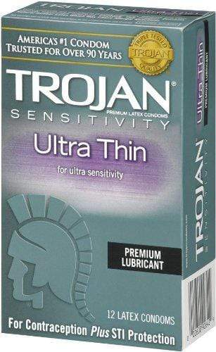 Trojan Condom Sensitivity Ultra Thin Lubricated, 12 Count Condom Trojan 