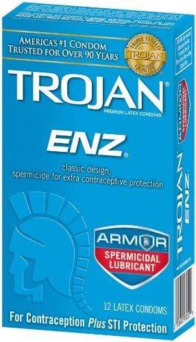 Trojan Condom ENZ Spermicidal, 12 Count Condom Trojan 