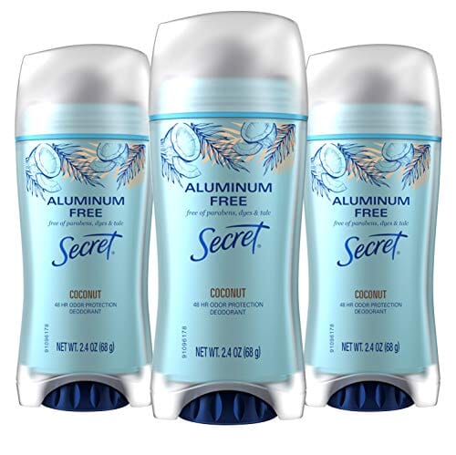 Secret Aluminum Free Deodorant for Women, Coconut Scent, Invisible Solid, 2.4 Oz (Pack of 3) Beauty Secret 