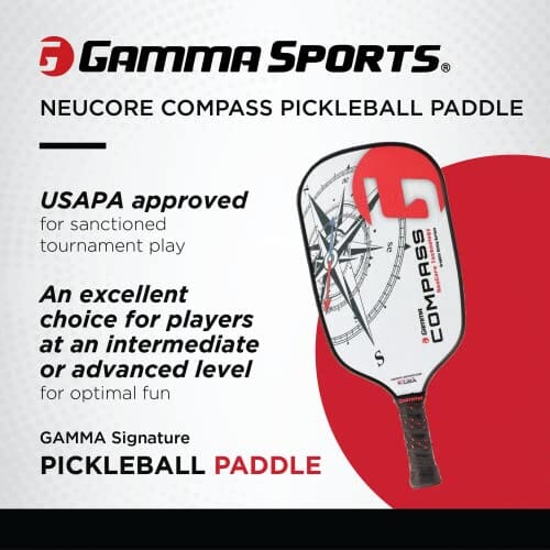 Gamma Compass NeuCore Pickleball Paddles with Honeycomb Grip, Textured Graphite Surface, Elongated Paddle - USAPA-Approved Pickleball Paddle with Thicker Large-Cell Core - Premium Pickleball Equipment Sports GAMMA 