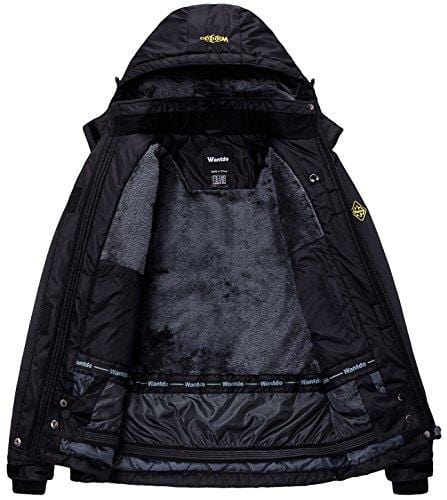 Wantdo Women's Waterproof Mountain Jacket Fleece Windproof Ski Jacket, Black, Medium Ski Wantdo 