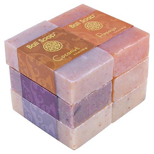 Bali Soap - Natural Soap Bar Gift Set, Face Soap or Body Soap, 6 pc Variety Soap Pack (Coconut, Papaya, Vanilla, Lemongrass, Jasmine, Ylang-Ylang) 3.5 Oz each Natural Soap Bali Soap 