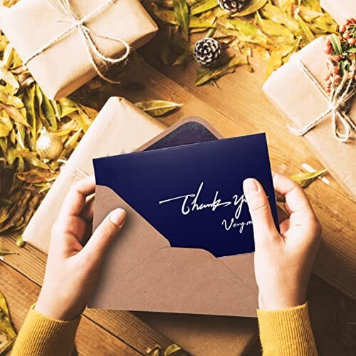 40 Pack 4x6 Thank You Cards with Envelopes and Stickers - Perfect for Weddings,Bridal Showers,Baby Showers,Graduations,Birthdays,Funerals,Small Business,Business and Formal All Occasion（Navy Blue） Office Product MEIRUBY 