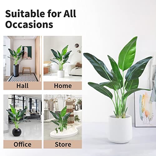 HAIHONG 2Packs 4FT Artificial Bird of Paradise Plant,Faux Palm Tree with Real Touch Leaves and Adjustable Branches,Fake Plants for Room Office Shop Indoor Outdoor Decor (4 FT-2Packs) Home HAIHONG 