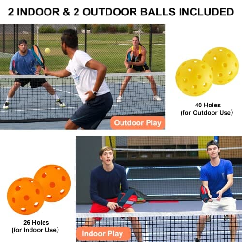 Beives Pickleball Paddles Pickle Ball Raquette Set of 4 Lightweight Pickleball Set, 4 Pickleball Rackets with 4 Balls Including Portable Carry Bag Sports Beives 