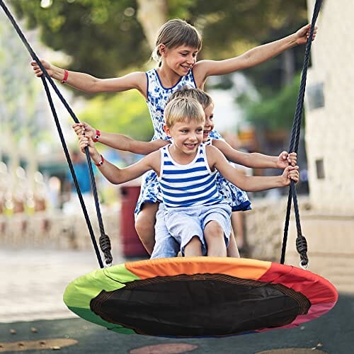 Elevens 40 Inch Tree Swing Saucer Swing,700Lb Weight Capacity, 900D Oxford Waterproof,with 2 Tree Hanging Straps Tree Swings for Kids Outdoor Swing,Tree Swing for Adults, Disc Swing Lawn & Patio Elevens 