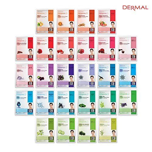 DERMAL 26 Red & Green Combo Pack Collagen Essence Full Face Facial Mask Sheet - The Ultimate Supreme Collection for Every Skin Condition Day to Day Skin Concerns Skin Care DERMAL 