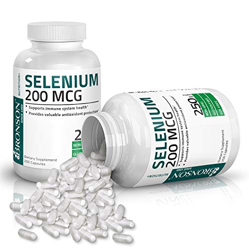Bronson Selenium 200 Mcg for Thyroid, Prostate and Heart Health - Essential Trace Mineral with Superior Absorption, Non-GMO, Gluten Free, Soy Free, 250 Capsules Supplement Bronson 