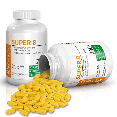 Bronson Vitamin B Complex (Vitamin B1, B2, B3, B6, B9 - Folic Acid, B12), 250 Tablets Supplement Bronson 
