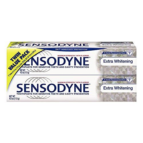 Sensodyne Toothpaste for Sensitive Teeth & Cavity Protection, Extra Whitening 4 oz (Pack of 2) Toothpaste Sensodyne 