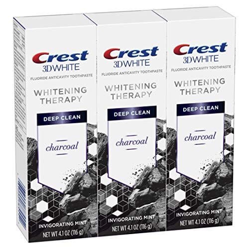 Crest Charcoal 3D White Toothpaste, Whitening Therapy Deep Clean with Fluoride, Invigorating Mint, 4.1 Ounce, Pack of 3 Beauty Crest 