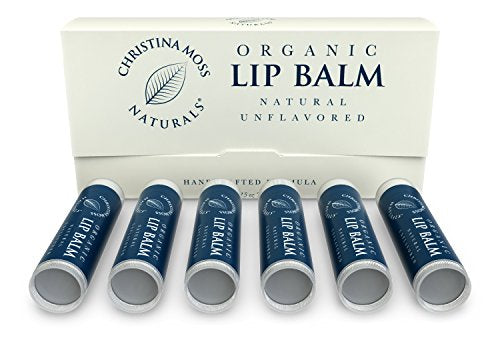 Lip Balm - Lip Care Therapy - Lip Butter - Made With Organic & Natural Ingredients - Repair & Condition Dry, Chapped, Cracked Lips - 6 Pack, Unflavored - Christina Moss Naturals Skin Care Christina Moss Naturals 