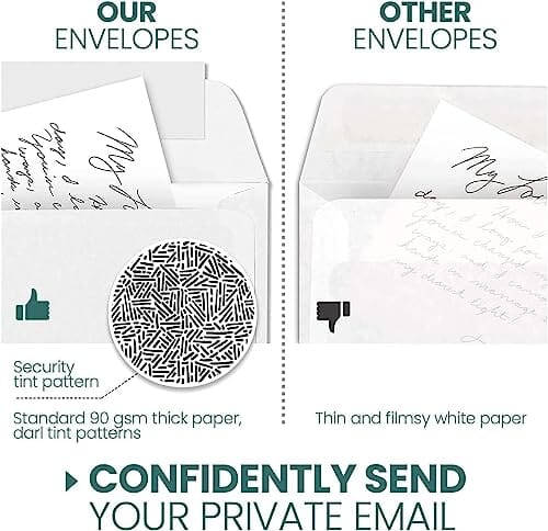 Endoc Letter Size #10 Business Envelopes Self Seal - 100 Count, Tinted Security Envelope 4 1/8 x 9 1/2 Inches, Non-Lick and Windowless Envelopes, 24 LB Paper - Plain White Office Product EnDoc 