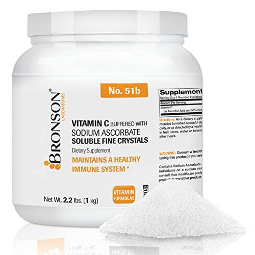 Bronson Buffered Vitamin C Crystals (1 Kilo, 2.2 Lbs, or 35.3 Ounces) Supplement Bronson Vitamins 