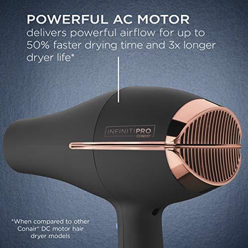 INFINITIPRO BY CONAIR 1875 Watt AC Motor Pro Hair Dryer, Black / Rose Gold Beauty Conair 
