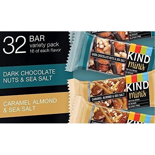 32 bar Variety Pack, Dark Chocolate Nuts & Sea Salt, Caramel Almond & Sea Salt, 16 of each flavor Food & Drink KIND 