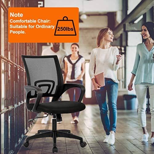 Home Office Chair Ergonomic Desk Chair Mesh Computer Chair with Lumbar Support Armrest Executive Rolling Swivel Adjustable Mid Back Task Chair for Women Adults, Black Furniture BestOffice 