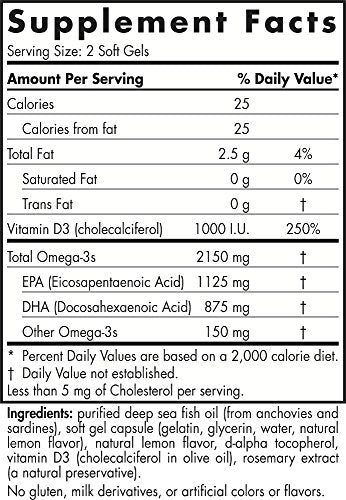 Nordic Naturals Proomega 2000-d - Fish Oil, 1125 Mg Epa, 875 Mg Dha, 1000 Iu Vitamin D3 Supplement Nordic Naturals 