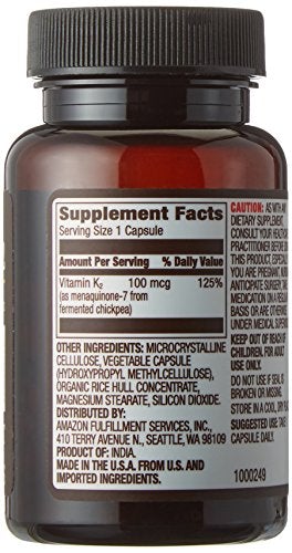 Amazon Elements Vitamin K2 100 mcg, Vegan, 65 Capsules, 2 month supply Supplement Amazon Elements 