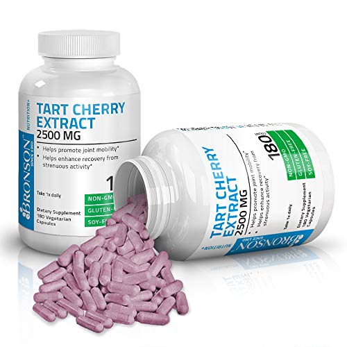 Bronson Tart Cherry Extract 2500 mg Premium Non-GMO Gluten Free Soy Free Formula Packed with Antioxidants and Flavonoids, 180 Vegetarian Capsules Supplement Bronson 
