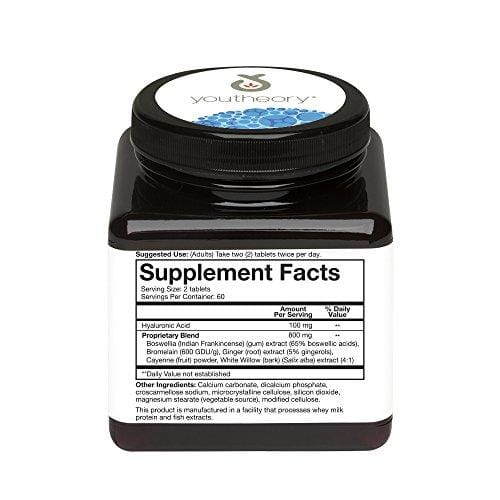 Youtheory Hyaluronic Acid Advanced with Boswellia, 120 Count (1 Bottle) Supplement Youtheory 