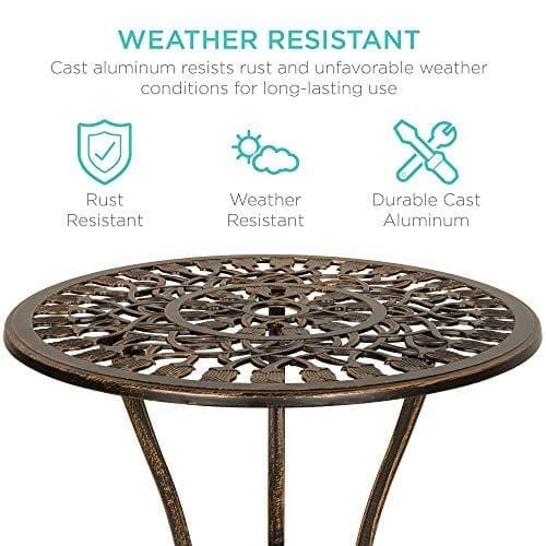 Best Choice Products 3-Piece Cast Aluminum Patio Bistro Furniture Set w/Antique Copper Finish Lawn & Patio Best Choice Products 