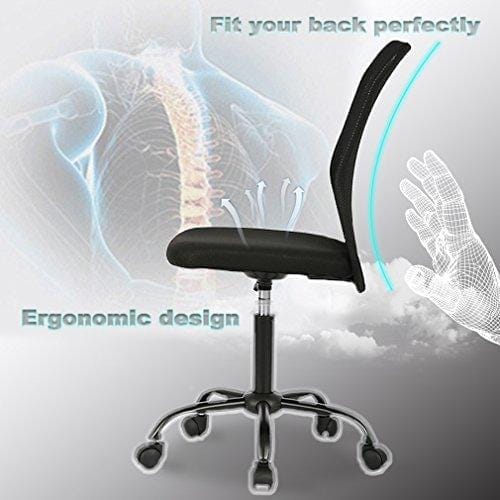 Ergonomic Office Chair Desk Chair Mesh Computer Chair Back Support Modern Executive Mid Back Rolling Swivel Chair for Women, Men (Black) Furniture BestOffice 