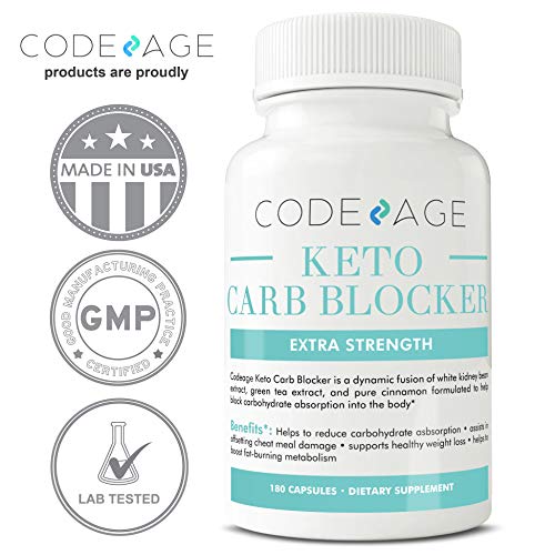 Keto Carb Blocker Capsules - 180 Count - Best Appetite Suppressant and Extreme Fat Burner - Promotes Healthy Weight Loss - 500mg White Kidney Bean Extract, 250mg Green Tea Extract, 200mg Pure Cinnamon Supplement Code Age 