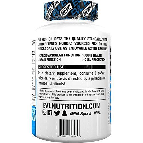 Evlution Nutrition Omega 3 Fish Oil 1250mg | HIGH EPA 450mg + DHA 300mg Triple Strength Burpless Capsules (120 Servings) Supplement Evlution 