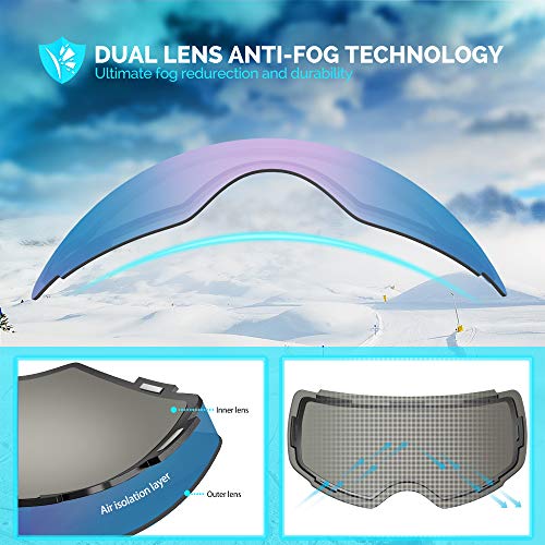 OutdoorMaster Ski Goggles PRO Replacement Lens - 20+ Different Colors ( VLT 12% Sapphire Lens with Free Carrying Pouch ) Ski OutdoorMaster 