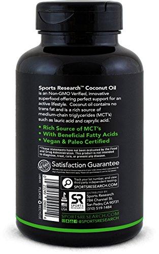 Best Coconut Oil veggie-softgels made from Organic Coconuts | The Only non-GMO project verified, Vegan safe, Extra Virgin Coconut Oil Supplement Available (120 Veggie-Softgels) Supplement Sports Research 