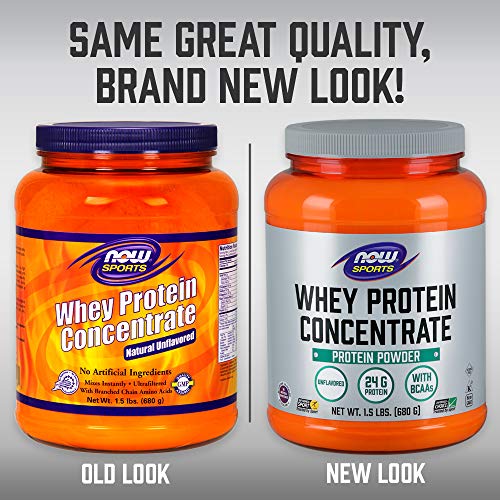 NOW Sports Whey Protein Concentrate Unflavored Powder,1.5-Pound Supplement Now Sports 