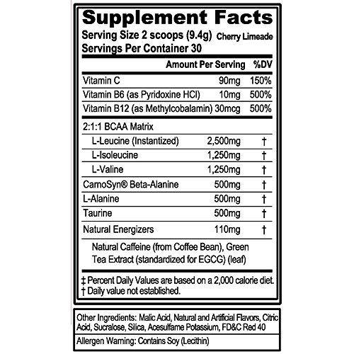 Evlution Nutrition BCAA Energy - High Performance, Energizing Amino Acid Supplement for Muscle Building, Recovery, and Endurance, Cherry Limeade (30 Servings) Supplement Evlution 