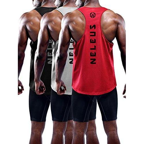 Neleus Men's 3 Pack Dry Fit Y-Back Muscle Tank Top Activewear Neleus 