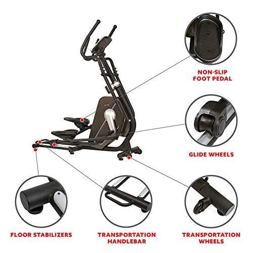 Sunny Health & Fitness Magnetic Elliptical Trainer Machine w/Tablet Holder, LCD Monitor, 265 LB Max Weight and Pulse Monitoring - Circuit Zone, Black (SF-E3862) Sports Sunny Health & Fitness 