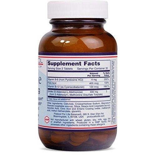 Protocol For Life Balance - SAMe 200 mg - Supports Nervous System and Joint Health, Relief from Overexertion and Stress - 60 Tablets Supplement Protocol For Life Balance 