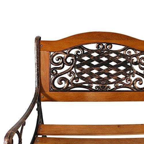 Sunnydaze 2-Person Garden Bench - Cast Iron and Wood Frame with Ivy Crossweave Design - 49-Inch Outdoor Patio Furniture - Perfect for Deck, Porch, Balcony, Backyard or Garden Lawn & Patio Sunnydaze Decor 