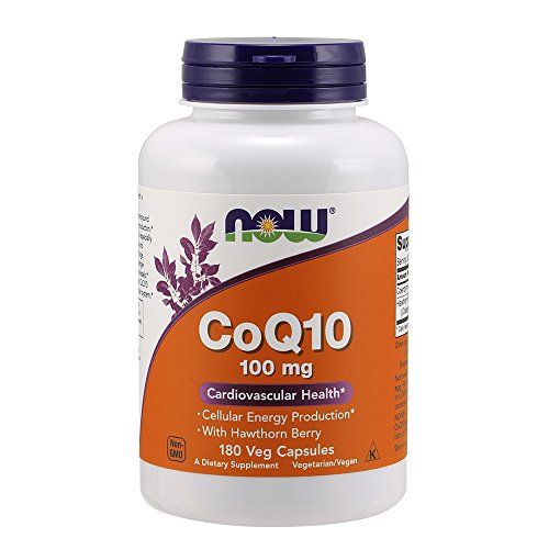 NOW CoQ10 100 mg with Hawthorn Berry,180 Veg Capsules Supplement NOW Foods 