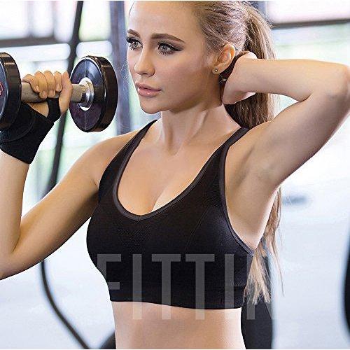 Fittin Womens Padded Sports Bras Wire Free with Removable Pads  Grey/black/Blue ,L ,(Pack of 3) – The Home Fitness Corp