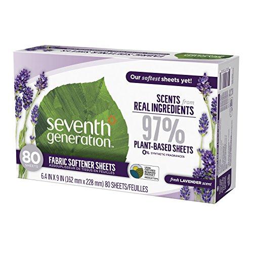 Seventh Generation Fabric Softener Sheets, Fresh Lavender scent, 80 count (Packaging May Vary) Fabric Softener Seventh Generation 