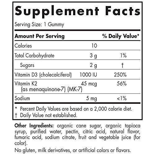 Nordic Naturals Vitamin D3 Plus K2 Gummies - Vitamin D3 from Natural Supplement Nordic Naturals 