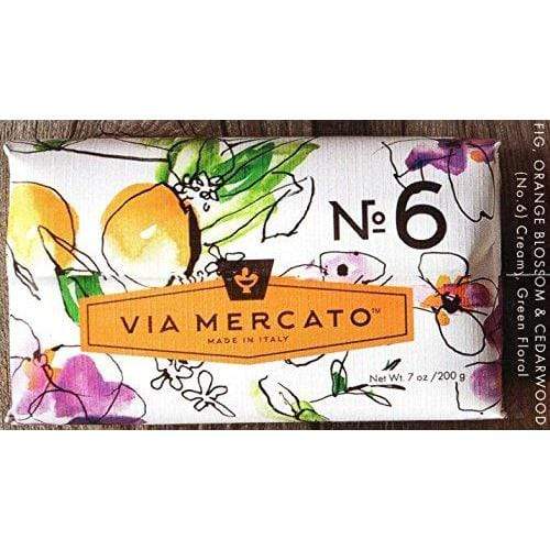 Via Mercato Italian Soap Bar (200g), No. 6 - Fig, Orange Blossom and Cedar wood CASE OF 12 Natural Soap Pre de Provence 