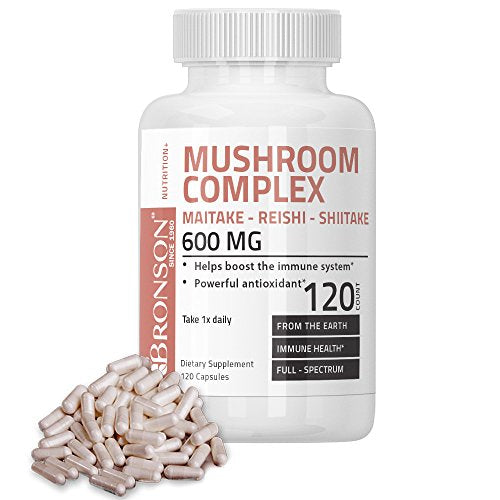 Bronson Mushroom Complex, Maitake - Reishi - Shitake 600mg, 120 Capsules Supplement Bronson 