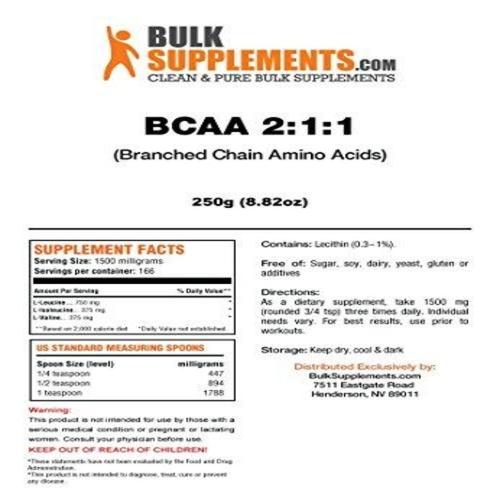 BCAA Branched Chain Essential Amino Acids Powder Supplement BulkSupplements 