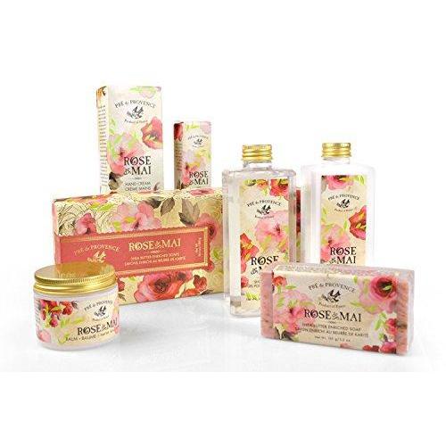 Pre de Provence French Soap Bar In Gift Box, Enriched with Shea Butter to Moisturize and Soothe, Infused With Real Petals (Includes Three, 100 Gram Rose Shaped Soaps) - Rose De Mai Natural Soap Pre de Provence 