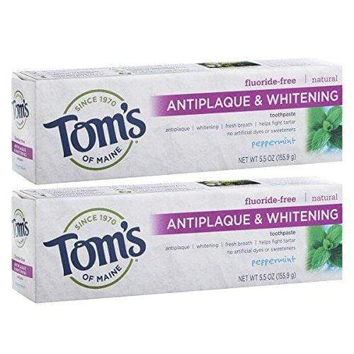 Tom's of Maine Antiplaque and Whitening Fluoride-Free Toothpaste, Peppermint, 5.5 oz, Pack of 2 Toothpaste Tom's of Maine 