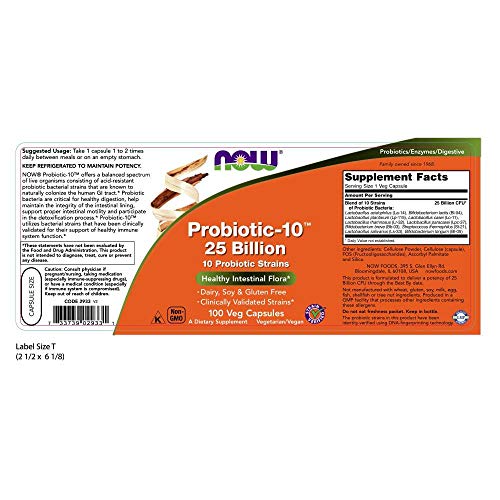 NOW Probiotic-10 25 Billion, 100 Veg Capsules Supplement NOW Foods 