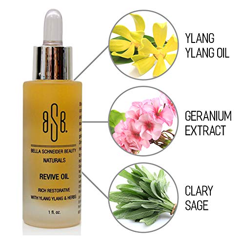 Bella Schneider Beauty Naturals Revive Oil With Ylang Ylang & Herbs - Skin Oil for Face, Body, Dry Skin - Nourishing, hydrating, promotes skin elasticity and stronger fresher better skin - Non GMO Skin Care Bella Schneider Beauty 